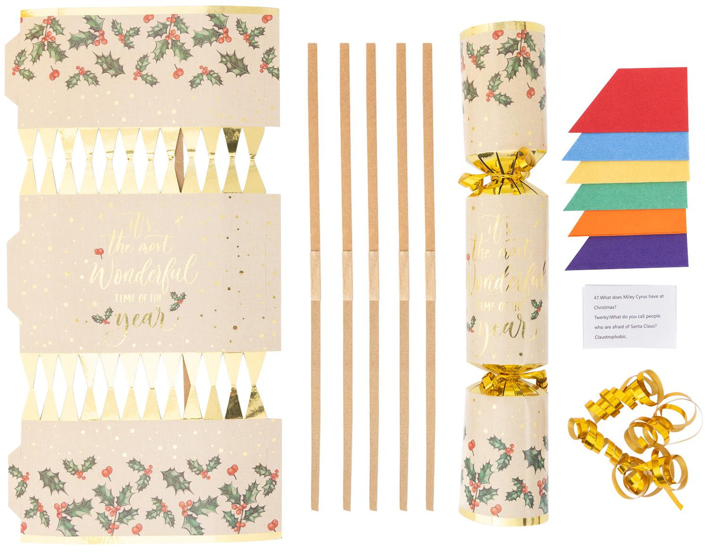 Christmas Cracker Make Fill Your Own kit Makes 6 Crackers Hats Joke Holly Design Etsy