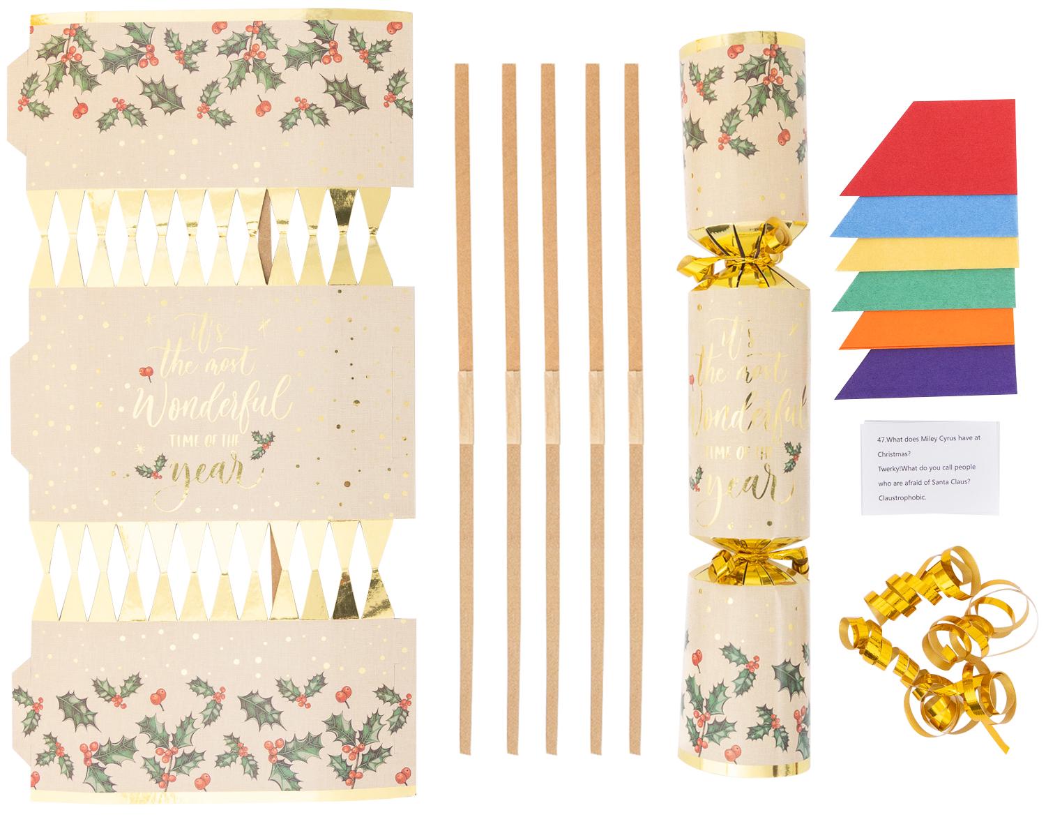 Christmas Cracker Make Fill Your Own kit Makes 6 Crackers Hats Joke Holly Design Etsy