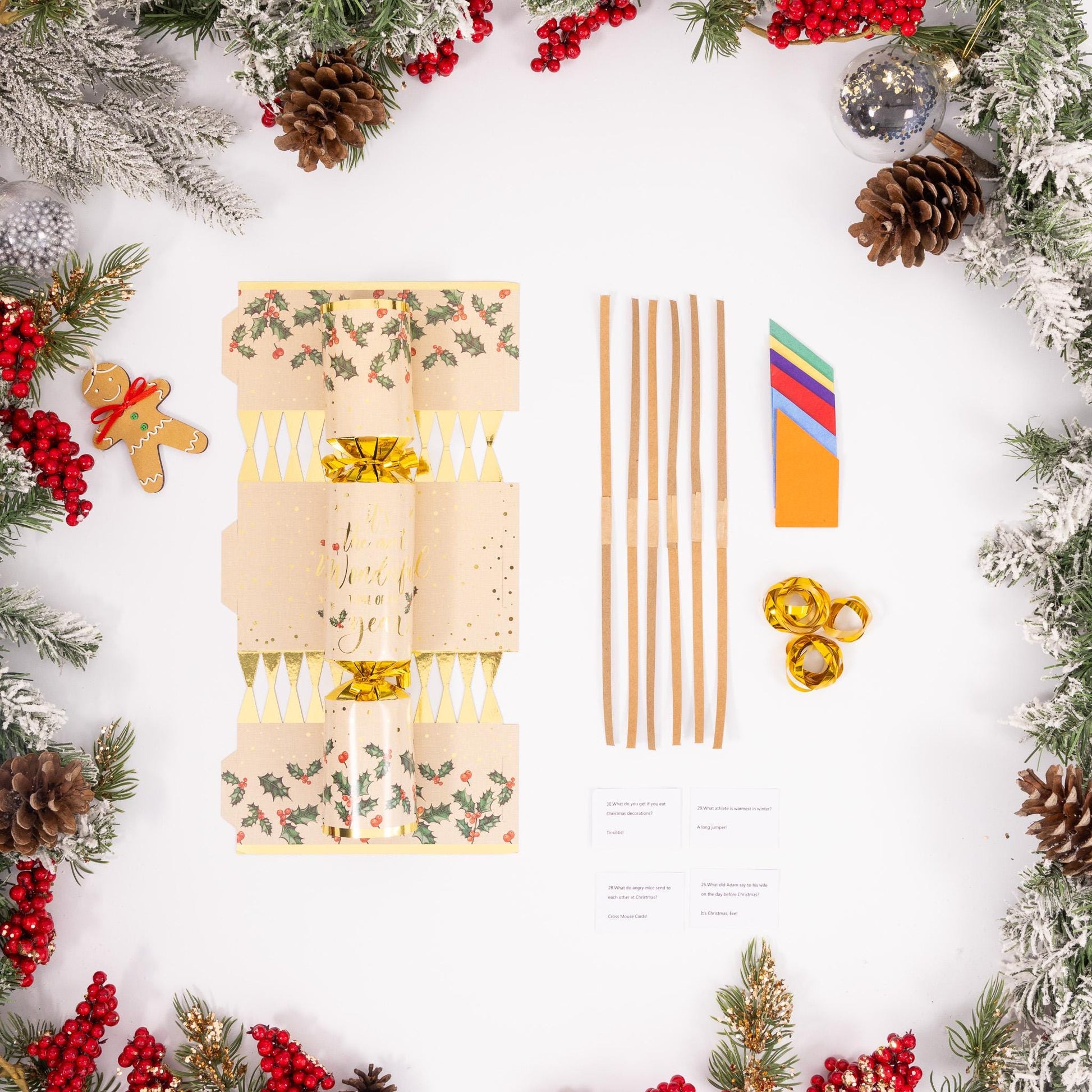 Christmas Cracker Make Fill Your Own kit Makes 6 Crackers Hats Joke Holly Design Etsy