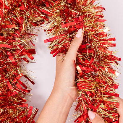 Chunky Christmas Tinsel Garland – Red & Gold – 6 x 2m (12m) – image 3