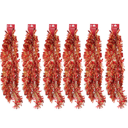 Chunky Christmas Tinsel Garland – Red & Gold – 6 x 2m (12m) – image 2
