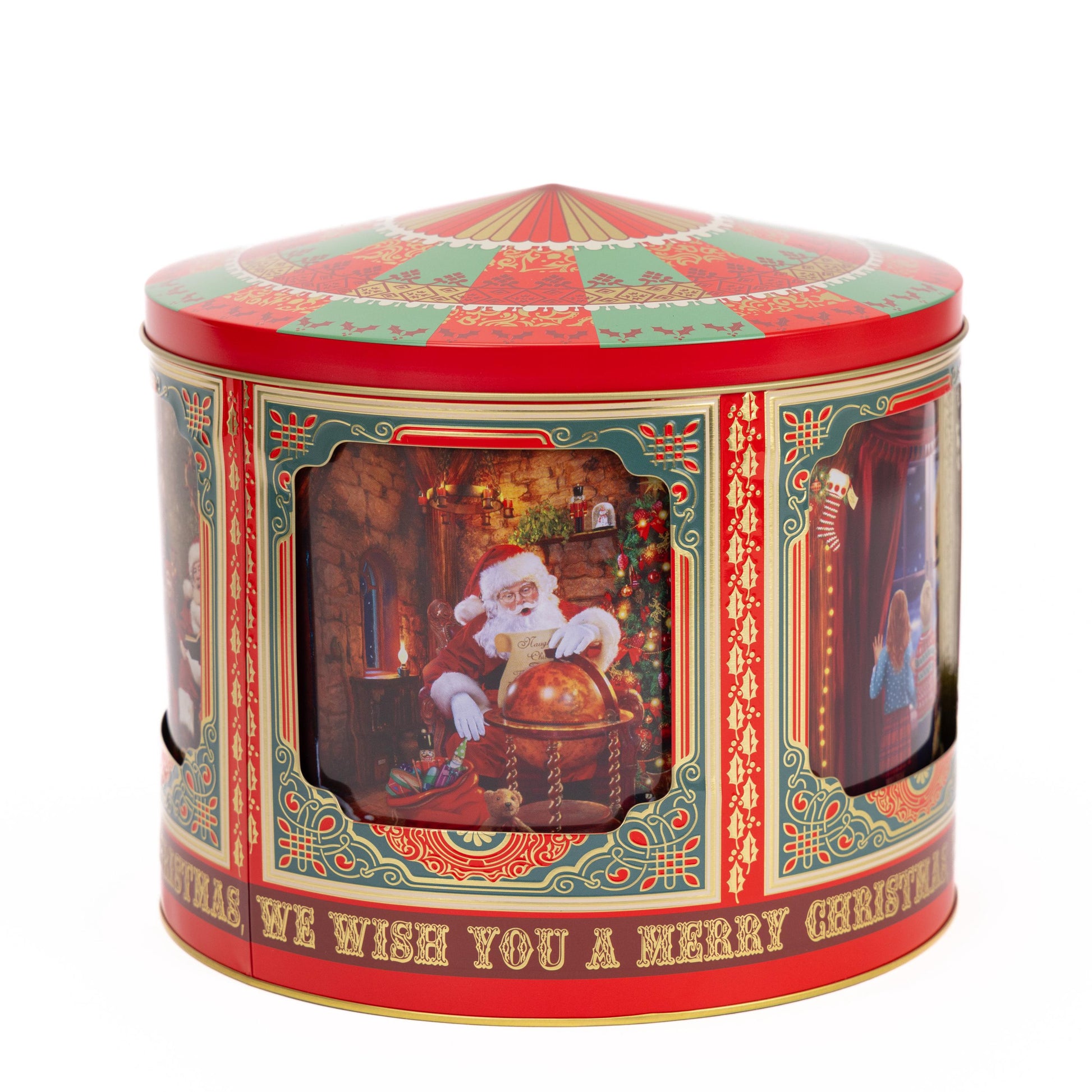 Musical Christmas Tin Jars Storage Tin Container Cookie Biscuit Carousel Etsy