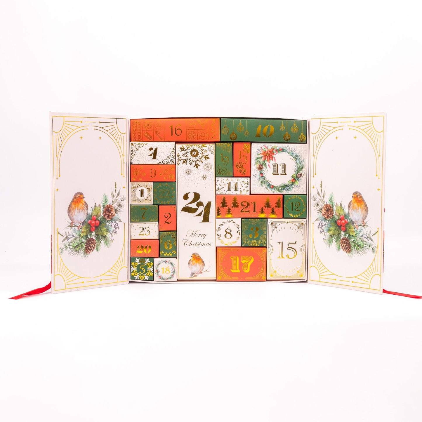 Christmas Advent Calendar Fill your Own 1-24 Day Boxes Luxury Countdown Robin