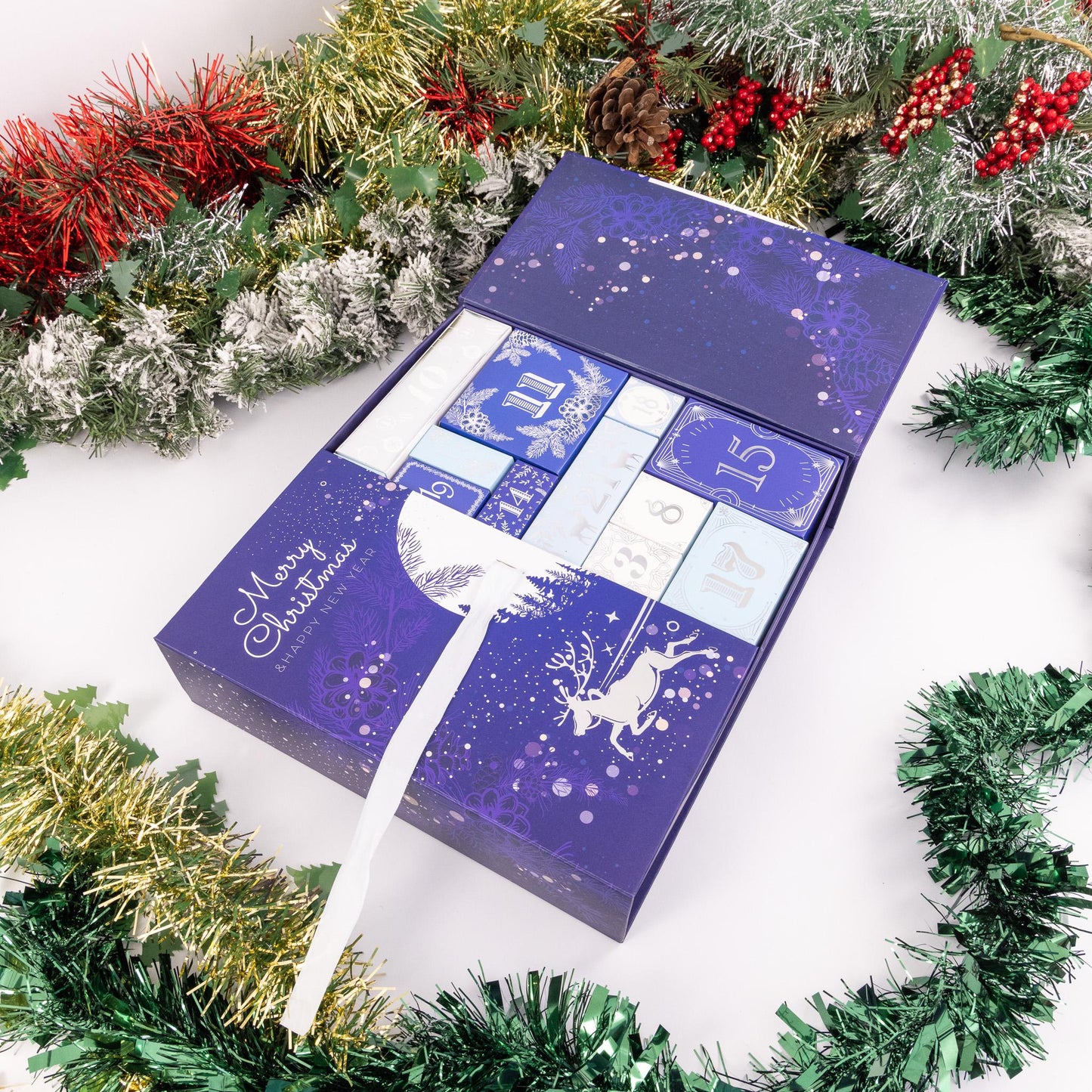 Luxury Christmas Advent Calendar Fill your Own 1-24 Day Boxes Countdown Ribbon