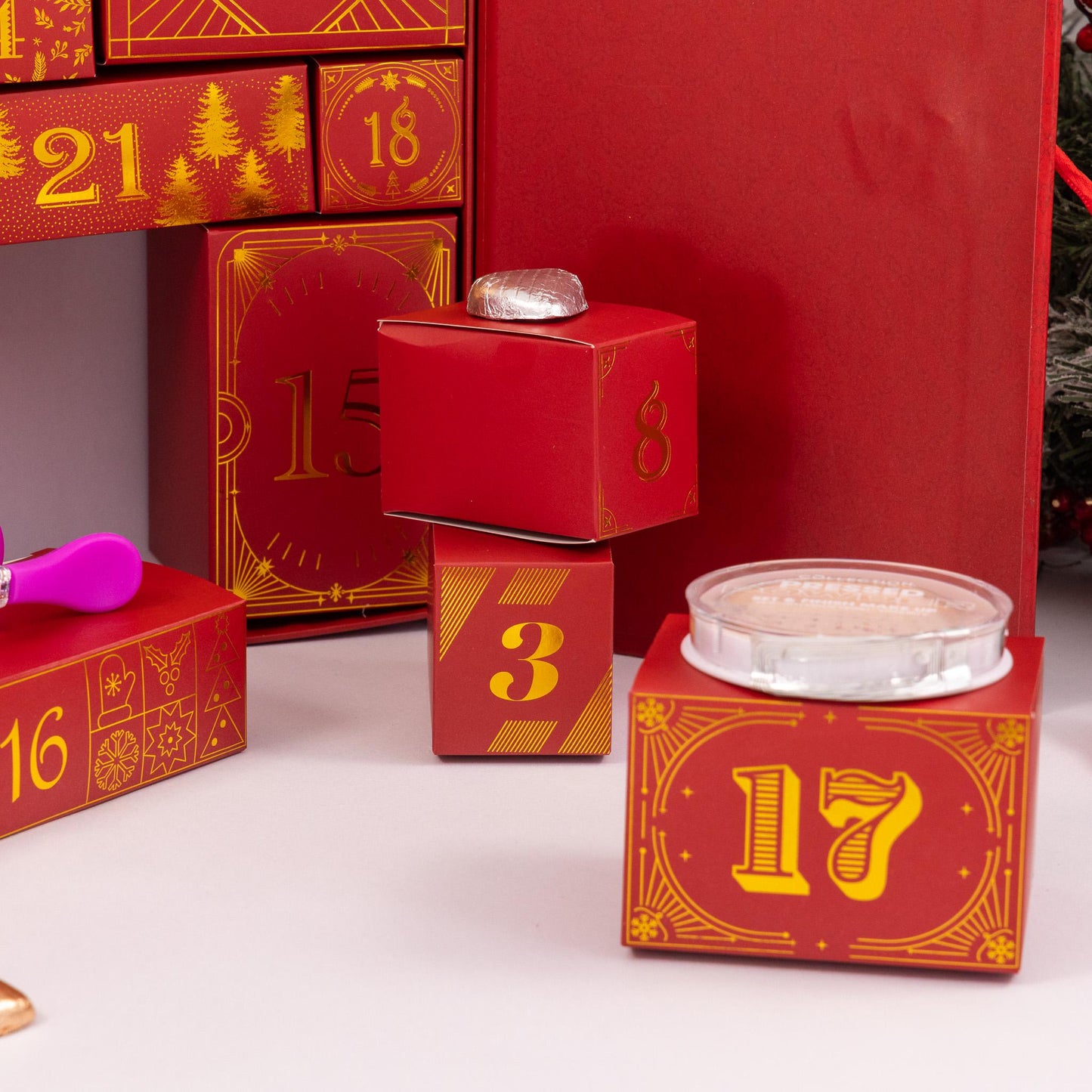 Christmas Advent Calendar Fill your Own 1-24 Day Boxes Luxury Countdown red