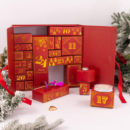 Luxury Fill Your Own Advent Calendar – 24 Boxes – Red
