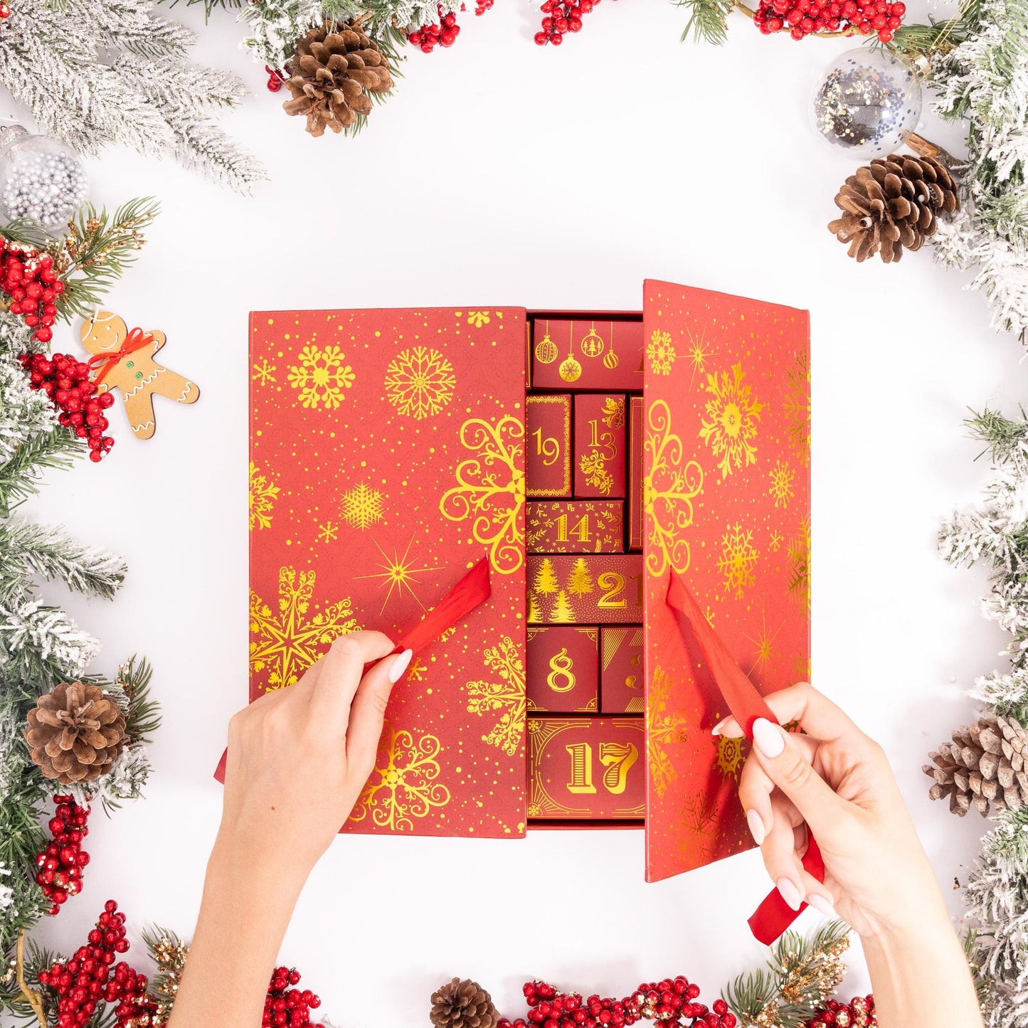 Christmas Advent Calendar Fill your Own 1-24 Day Boxes Luxury Countdown red