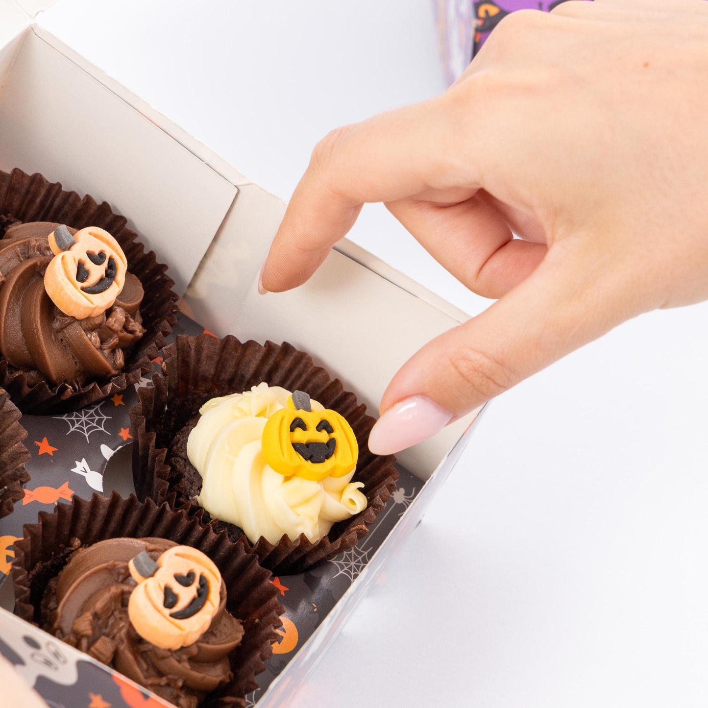 Halloween Cupcake Boxes: Black, Orange, Purple, Pumpkin - 4 Hole Etsy