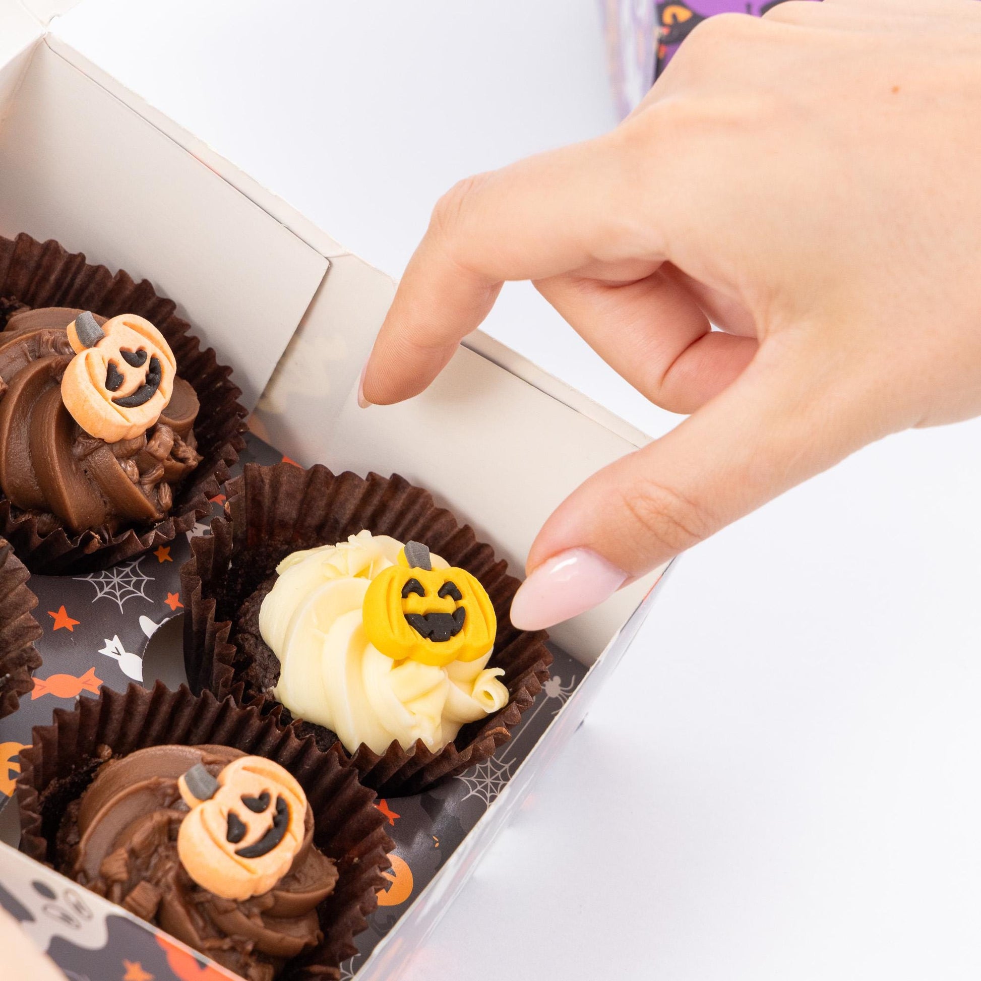Halloween Cupcake Boxes: Black, Orange, Purple, Pumpkin - 4 Hole Etsy