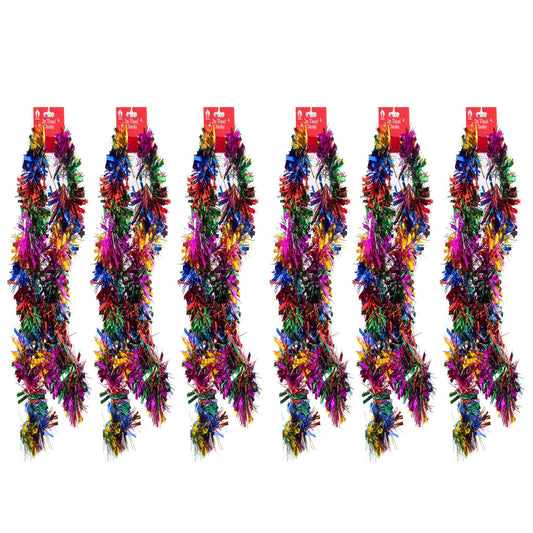 6 X 2M Chunky Tinsel Christmas Tree party Home Xmas Decoration Garland 12 Metre rainbow Etsy