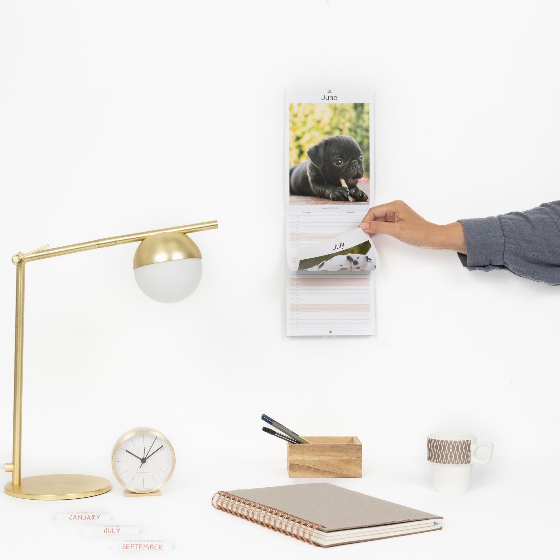 2026 puppies Slim Month To View Wall Office Home Planner Organiser Calendar Etsy