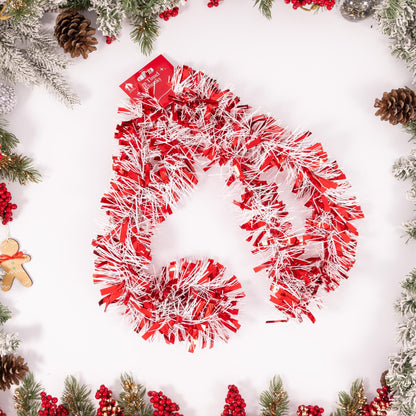 Chunky Christmas Tinsel Garland – Red & White – 6 x 2m (12m) – image 4