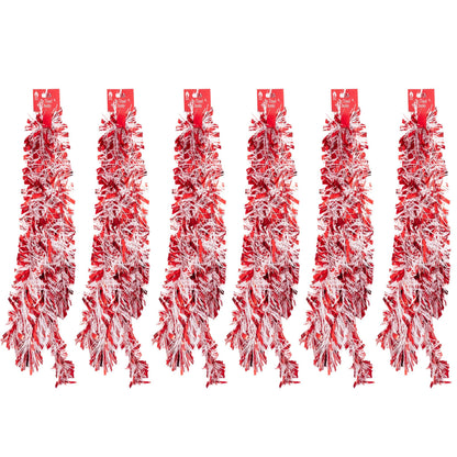 Chunky Christmas Tinsel Garland – Red & White – 6 x 2m (12m)