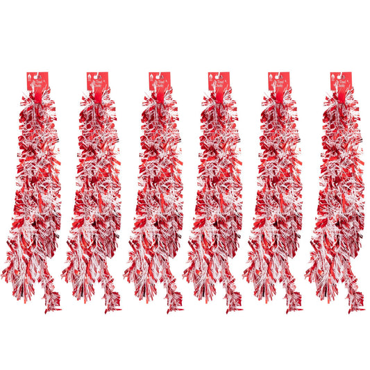 6 X 2M Chunky Tinsel Christmas Tree party Home Xmas Decoration Garland 12 Metre (Red and White) Etsy