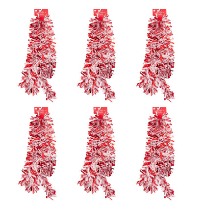 Chunky Christmas Tinsel Garland – Red & White – 6 x 2m (12m) – image 3