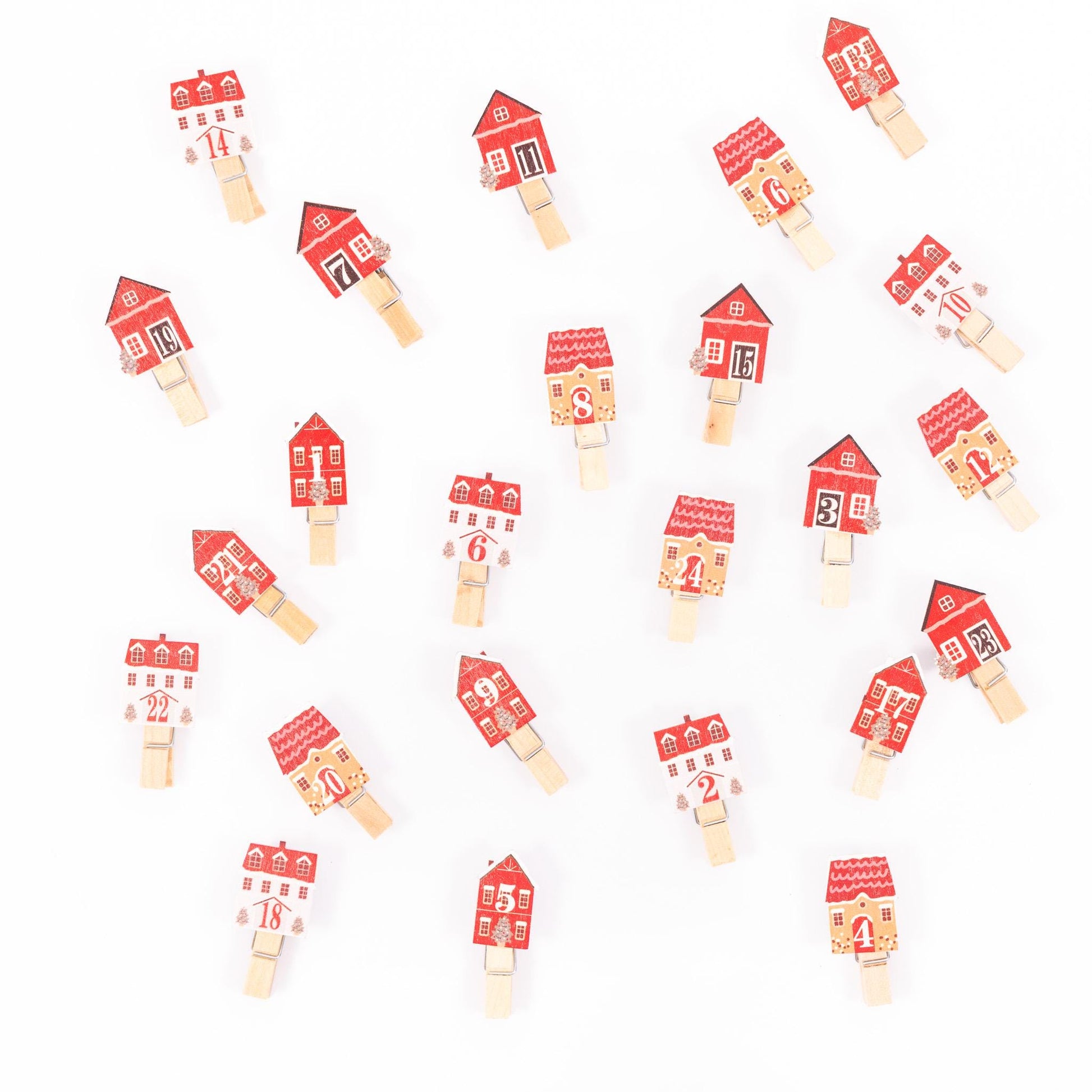 24 Advent Calendar Pegs Numbered Make Your Own Calendar Craft Cottages Etsy