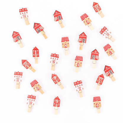 Numbered Advent Calendar Pegs – Cottages – Set of 24 – image 3