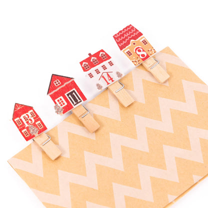 Numbered Advent Calendar Pegs – Cottages – Set of 24 – image 5