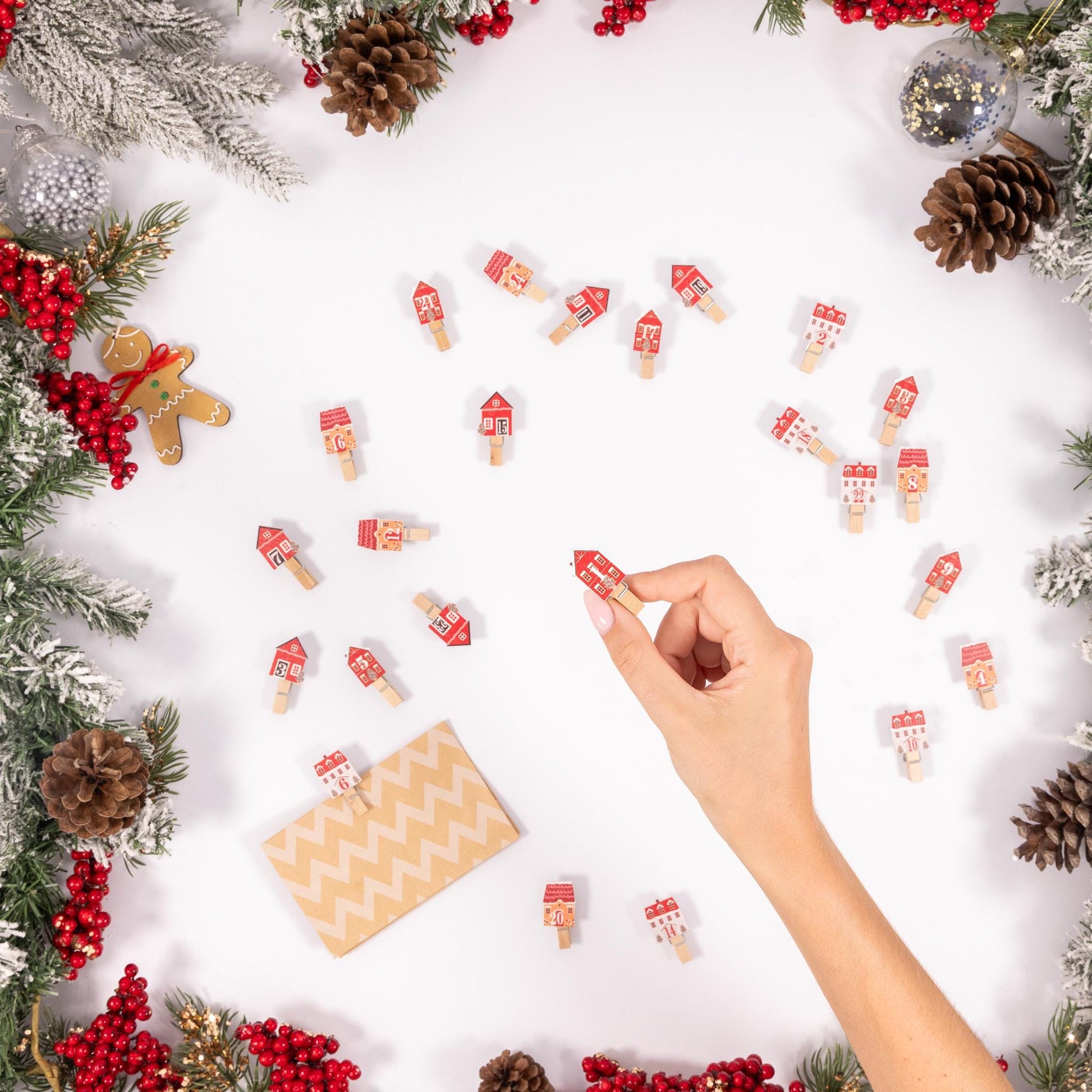 24 Advent Calendar Pegs Numbered Make Your Own Calendar Craft Cottages Etsy