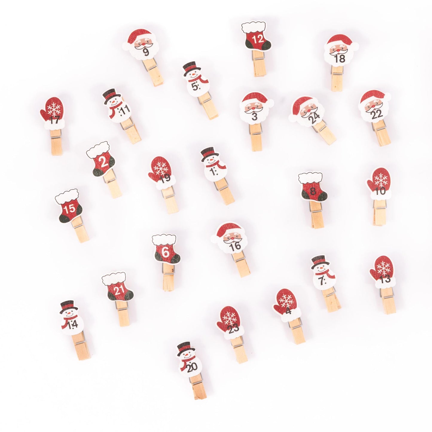 24 Advent Calendar Pegs Numbered Make Your Own Calendar Craft Santa Etsy