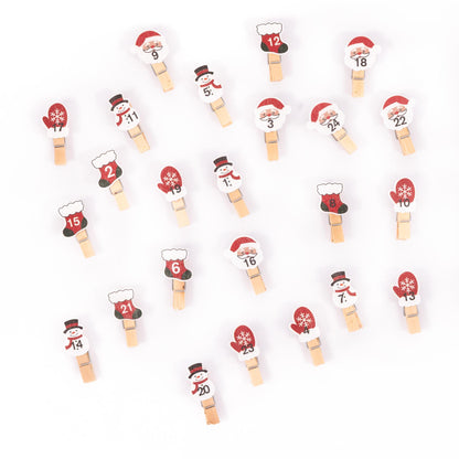 Numbered Advent Calendar Pegs – Santa – Set of 24 – image 5