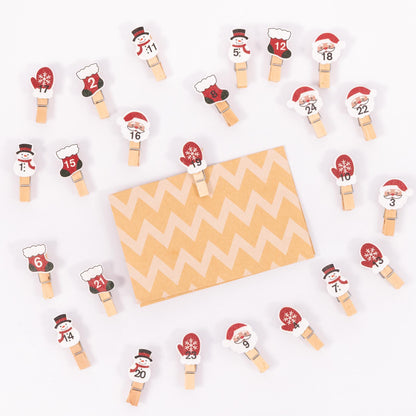 Numbered Advent Calendar Pegs – Santa – Set of 24