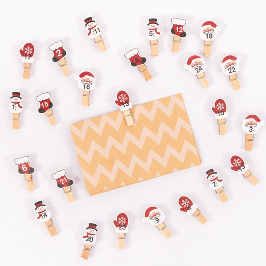 24 Advent Calendar Pegs Numbered Make Your Own Calendar Craft Santa Etsy
