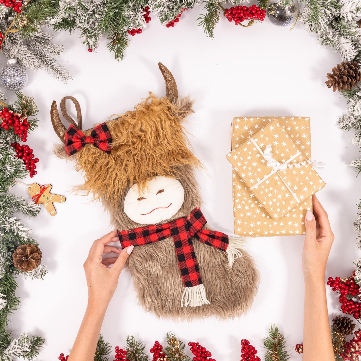 Christmas Stocking Highland Cow Luxury Plush Santa Sack Xmas Gift Present Etsy