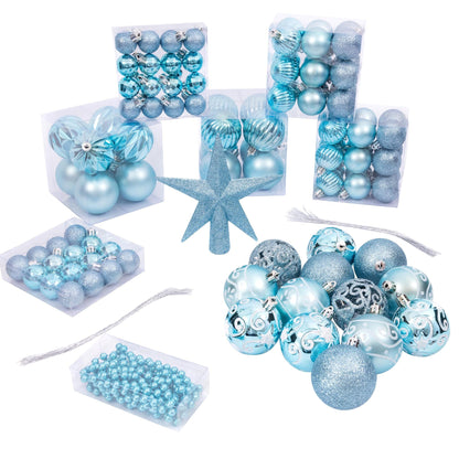 100-Piece Christmas Bauble Set – Sky Blue