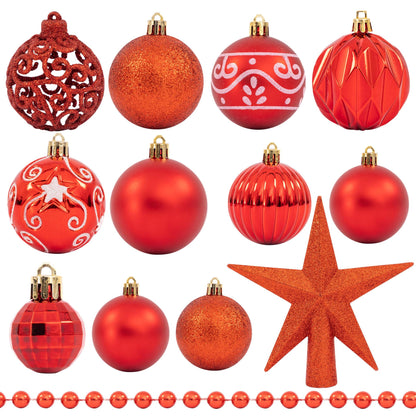 100-Piece Christmas Bauble Set – Red – image 6