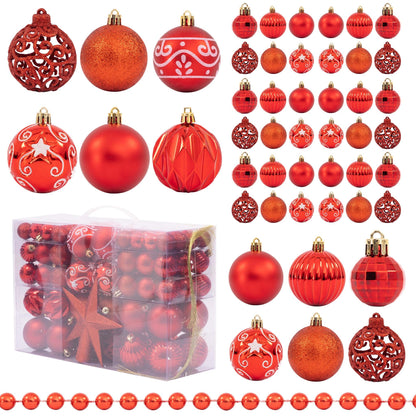 100-Piece Christmas Bauble Set – Red – image 2