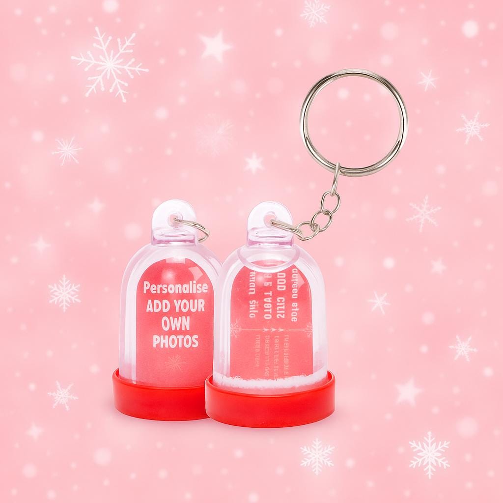 Keyring Christmas Snow Globe Insert Add Your On Photo Double Sided Plastic Etsy