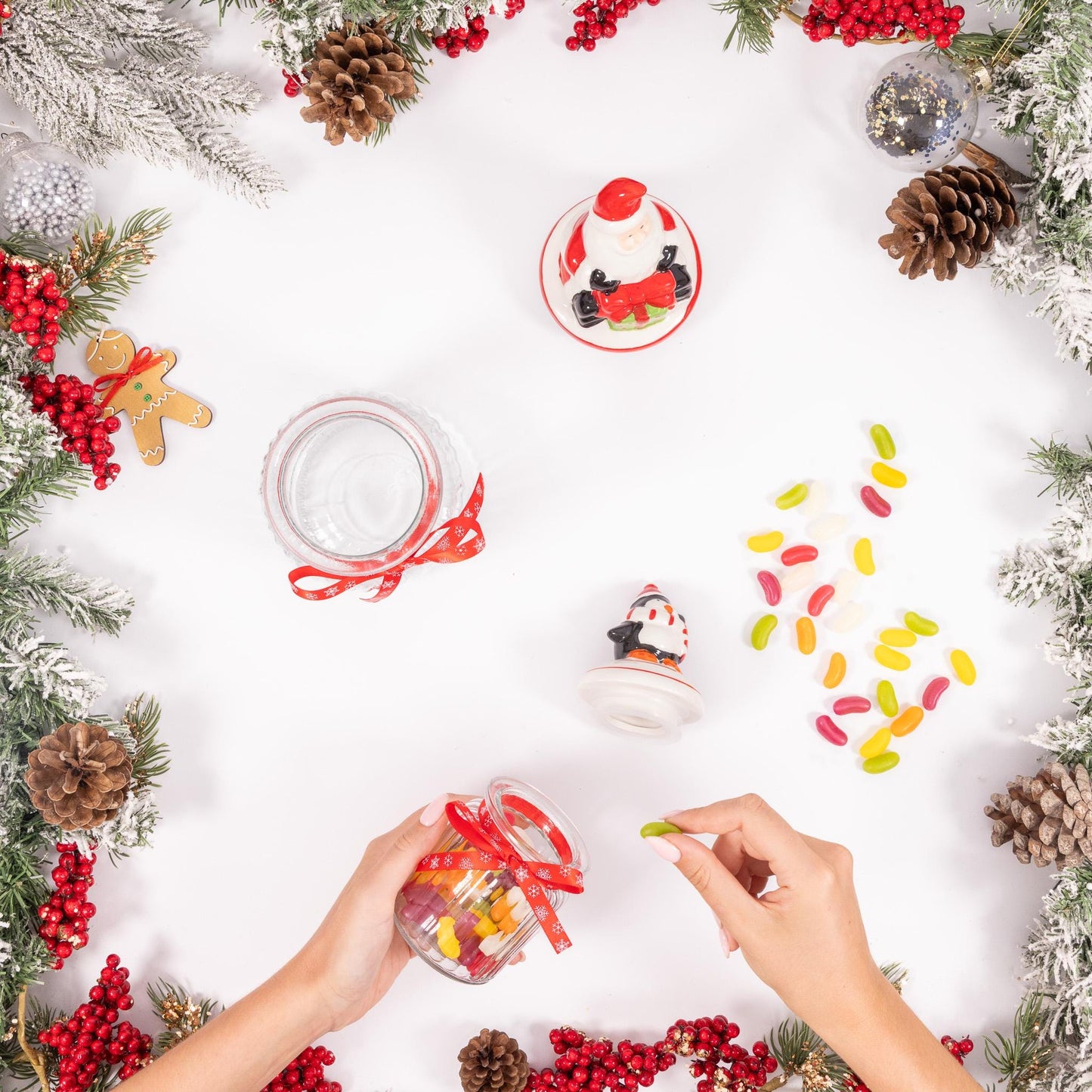 Christmas Novelty Glass Jars Santa Penguin Sweets Biscuits Cookies Storage Etsy