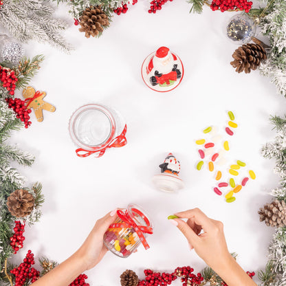 Novelty Glass Christmas Jars – Santa & Penguin – image 6