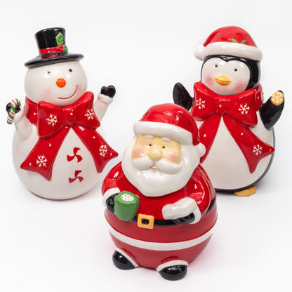 Novelty Ceramic Christmas Jars – Santa & Penguin