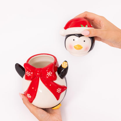 Novelty Ceramic Christmas Jars – Santa & Penguin – image 7