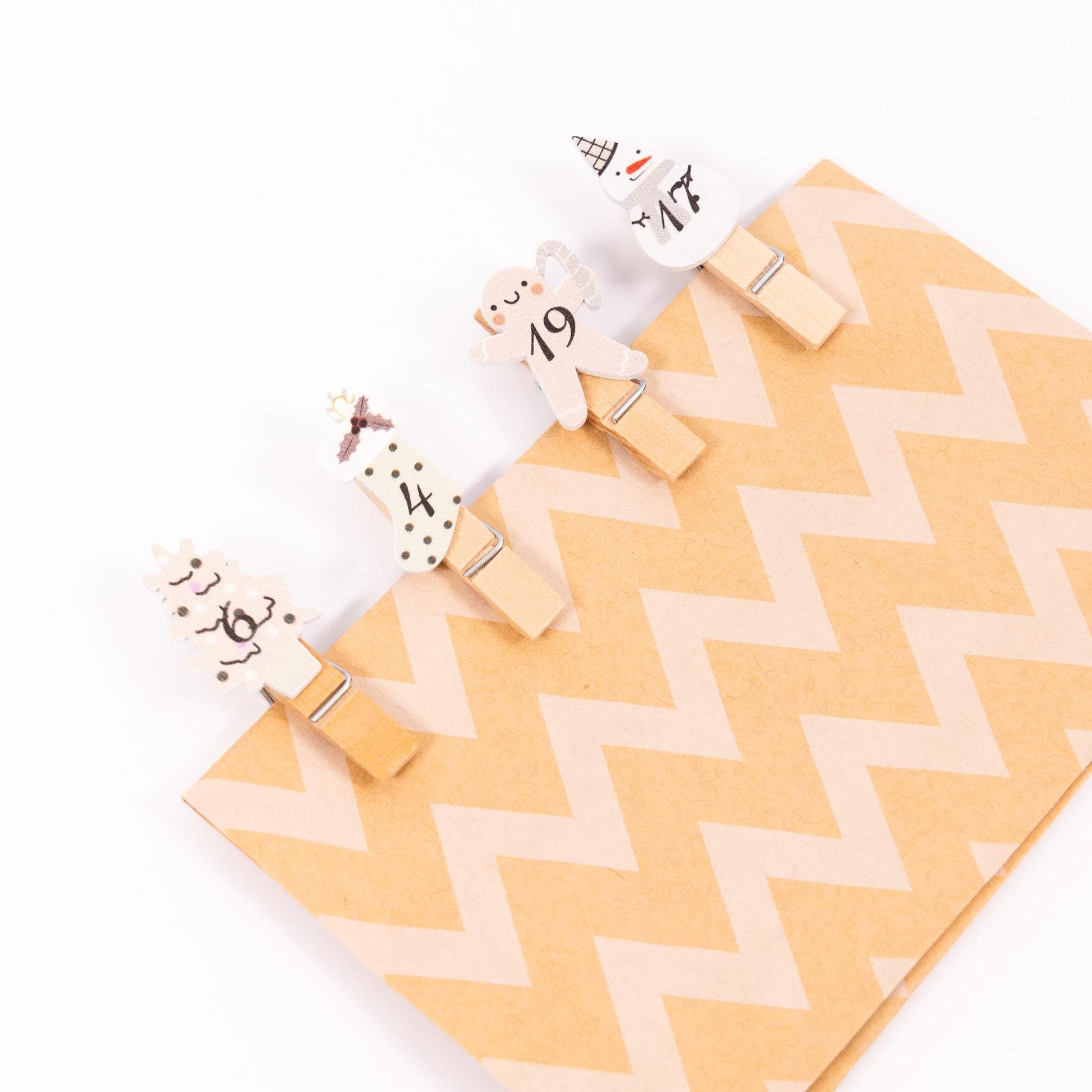 24 Advent Calendar Pegs Numbered Make Your Own Calendar Craft Pink Stockings Etsy