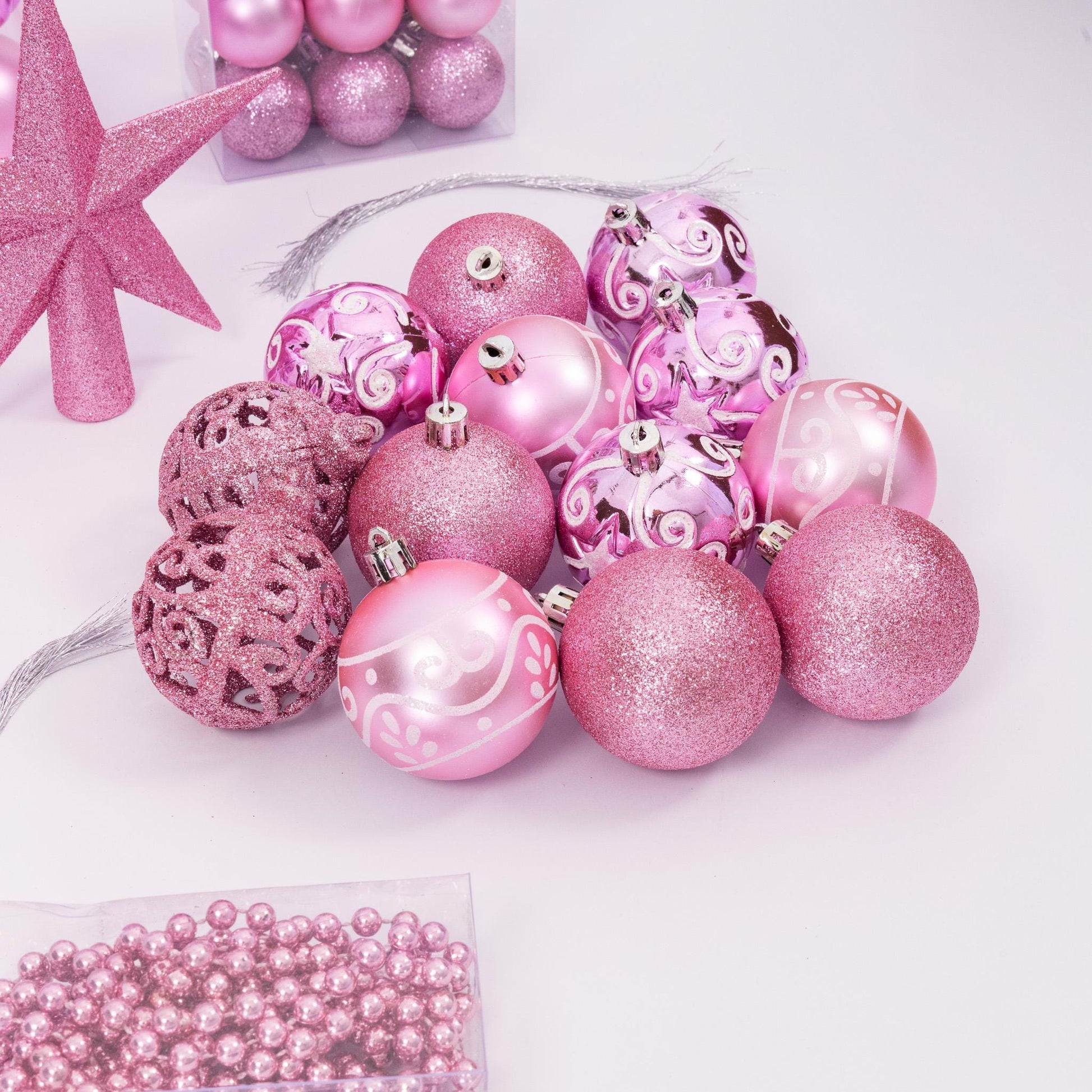 100 Christmas Baubles Tree Hanging Balls Xmas Party Beads Ornament Pink Etsy