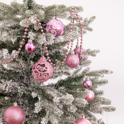 100-Piece Christmas Bauble Set – Single Colour – Pink – image 6