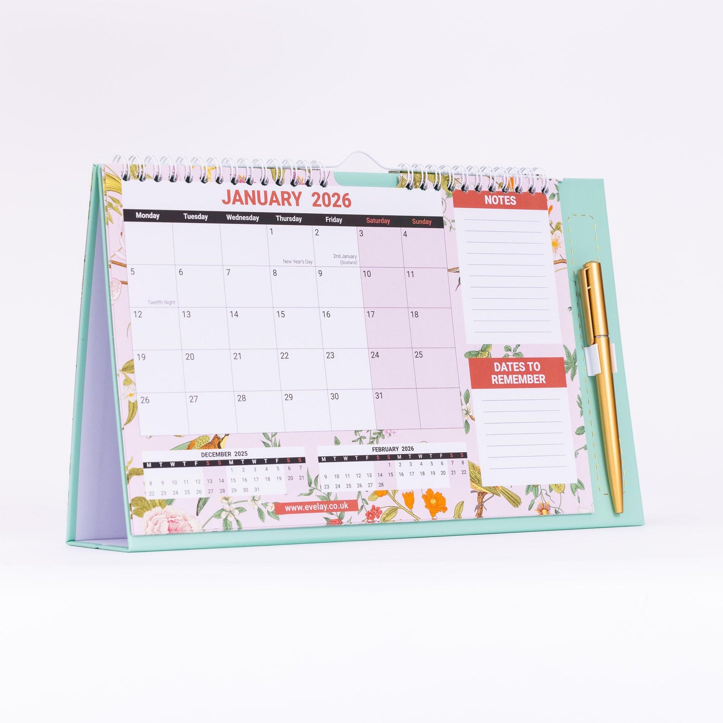 2025 -2026 Month To View Stand Up Desk Top Free Standing Wall Calendar 18 Month Etsy