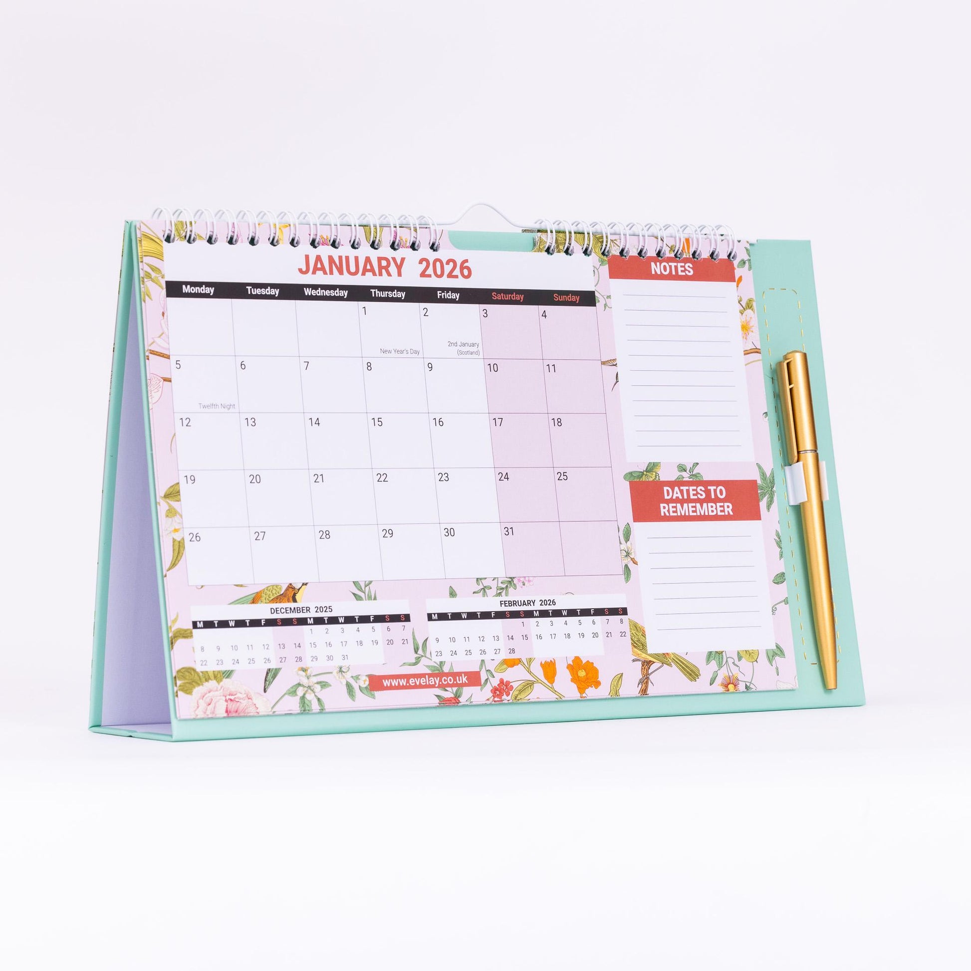 2025 -2026 Month To View Stand Up Desk Top Free Standing Wall Calendar 18 Month Etsy
