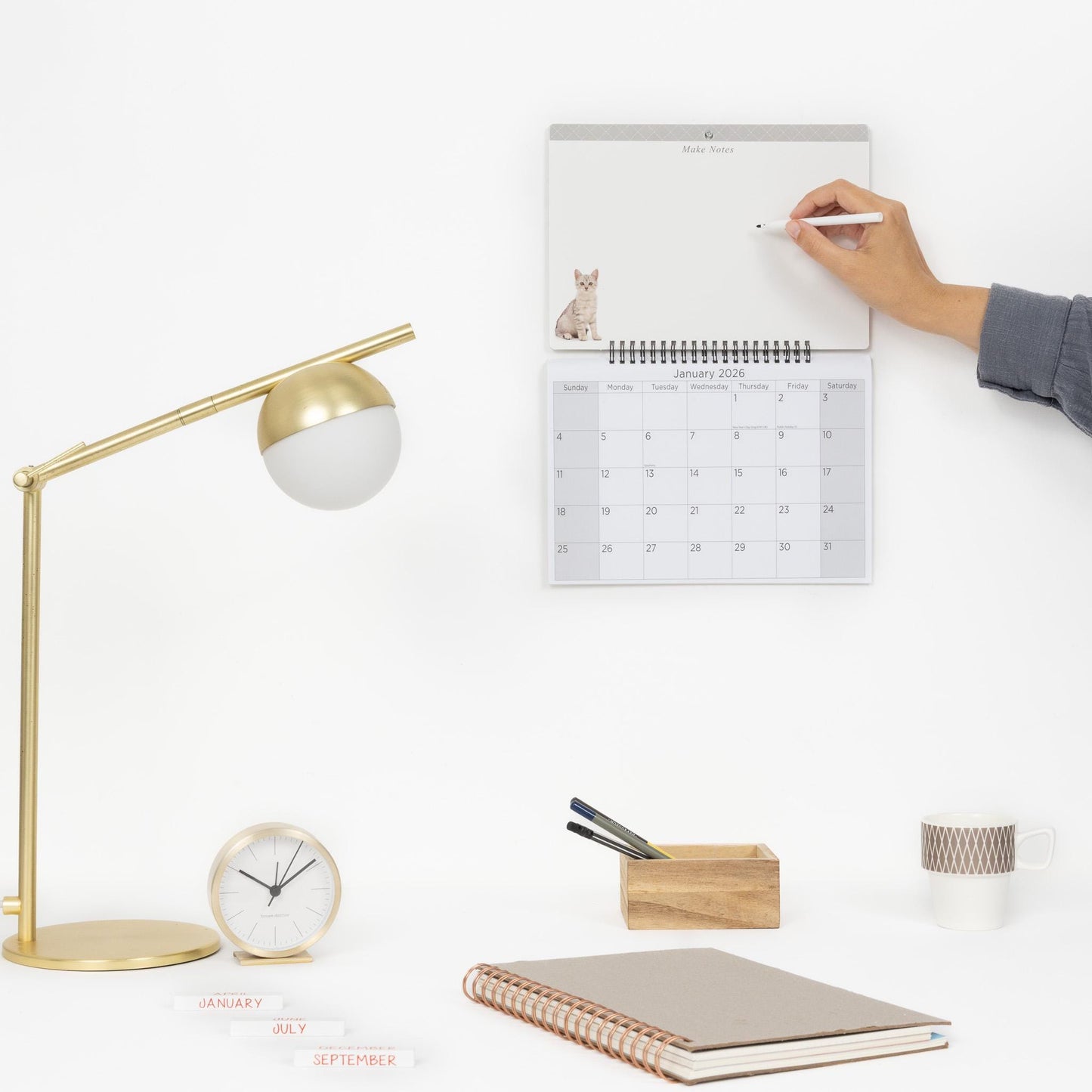 2026 Kitten Monthly Memo Board Wall Calendar Family Organiser White Board & Pen Etsy