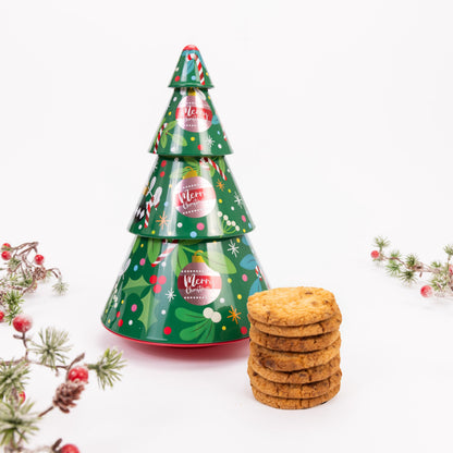 Christmas Tree Shaped Biscuit Tin
