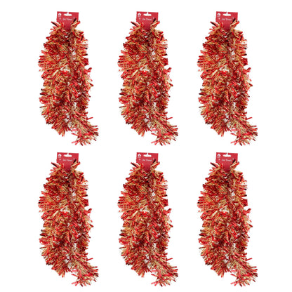Chunky Christmas Tinsel Garland – Red & Gold – 6 x 2m (12m)