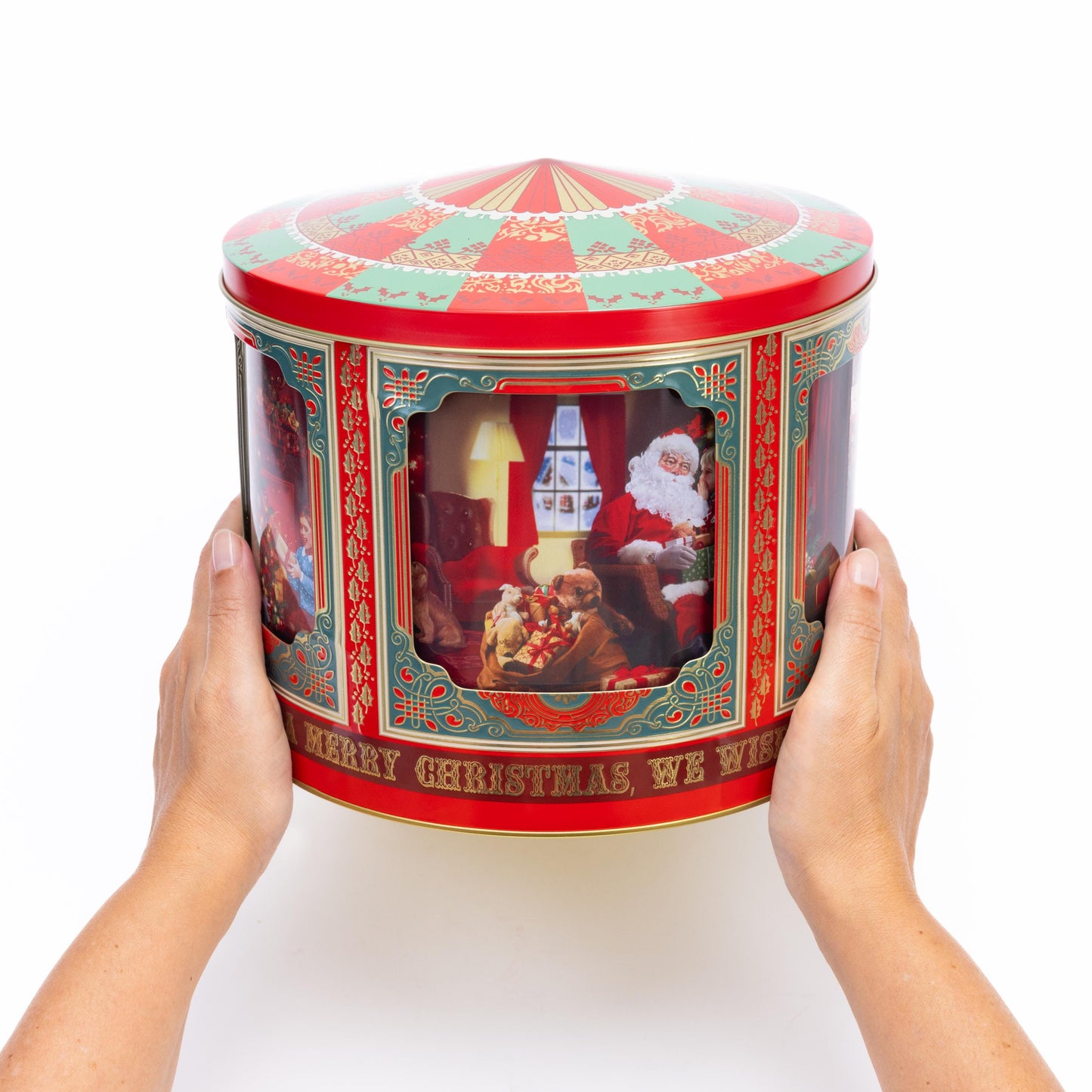 Musical Christmas Tin Jars Storage Tin Container Cookie Biscuit Carousel Etsy