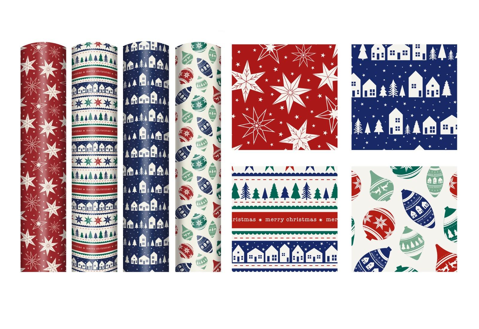 4 Rolls Christmas Gift Wrapping Scandi Paper 4M x 70cm Roll 16 Metre Etsy