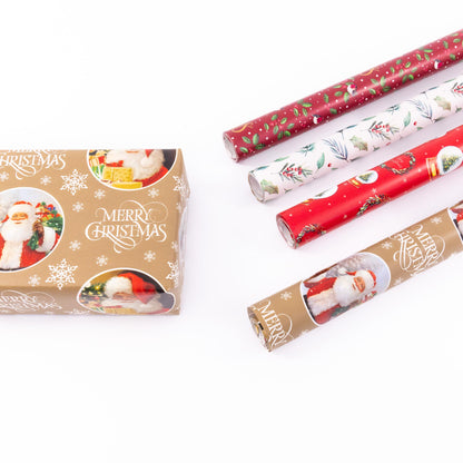 Traditional Christmas Wrapping Paper – 4 Rolls x 4m – image 2