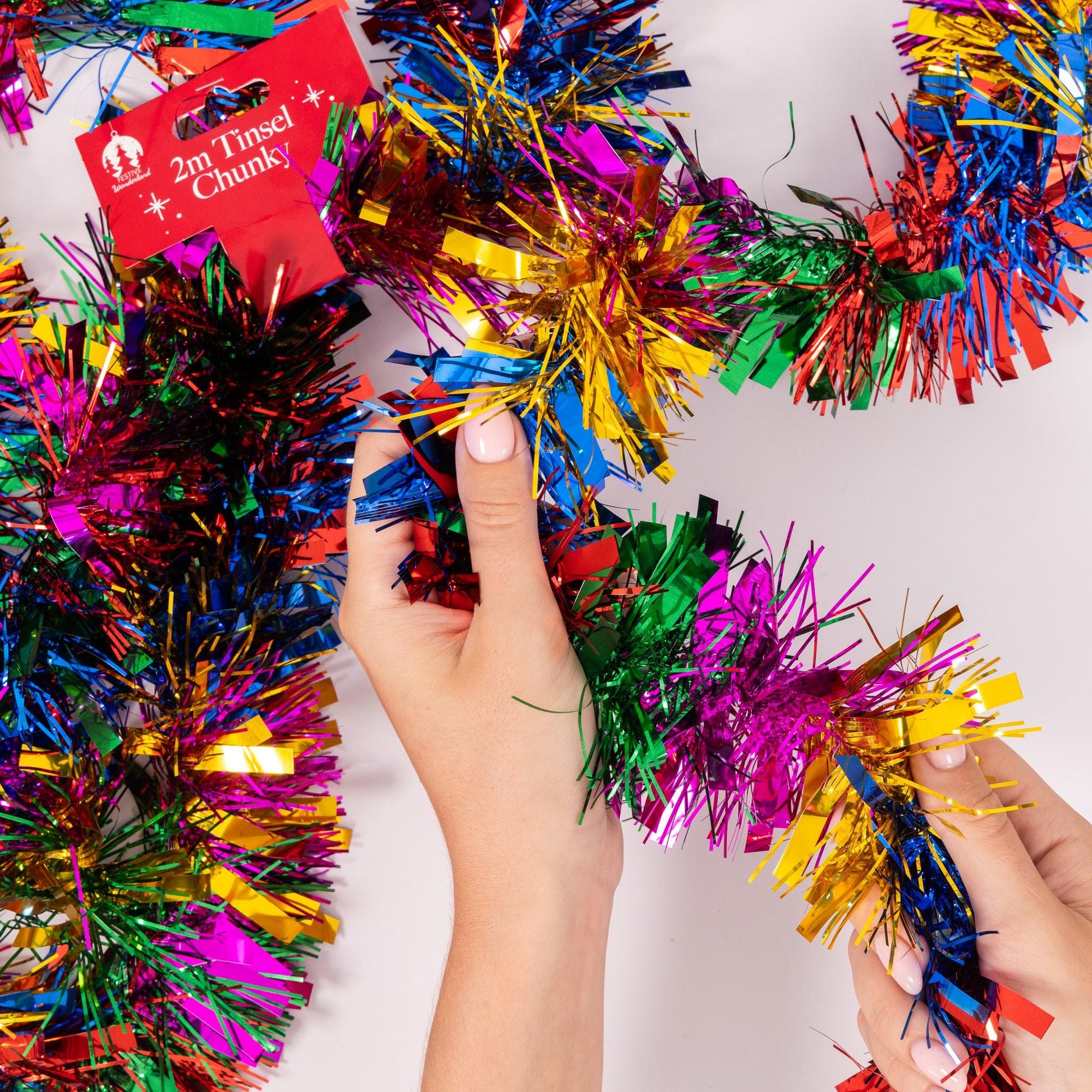 6 X 2M Chunky Tinsel Christmas Tree party Home Xmas Decoration Garland 12 Metre rainbow Etsy