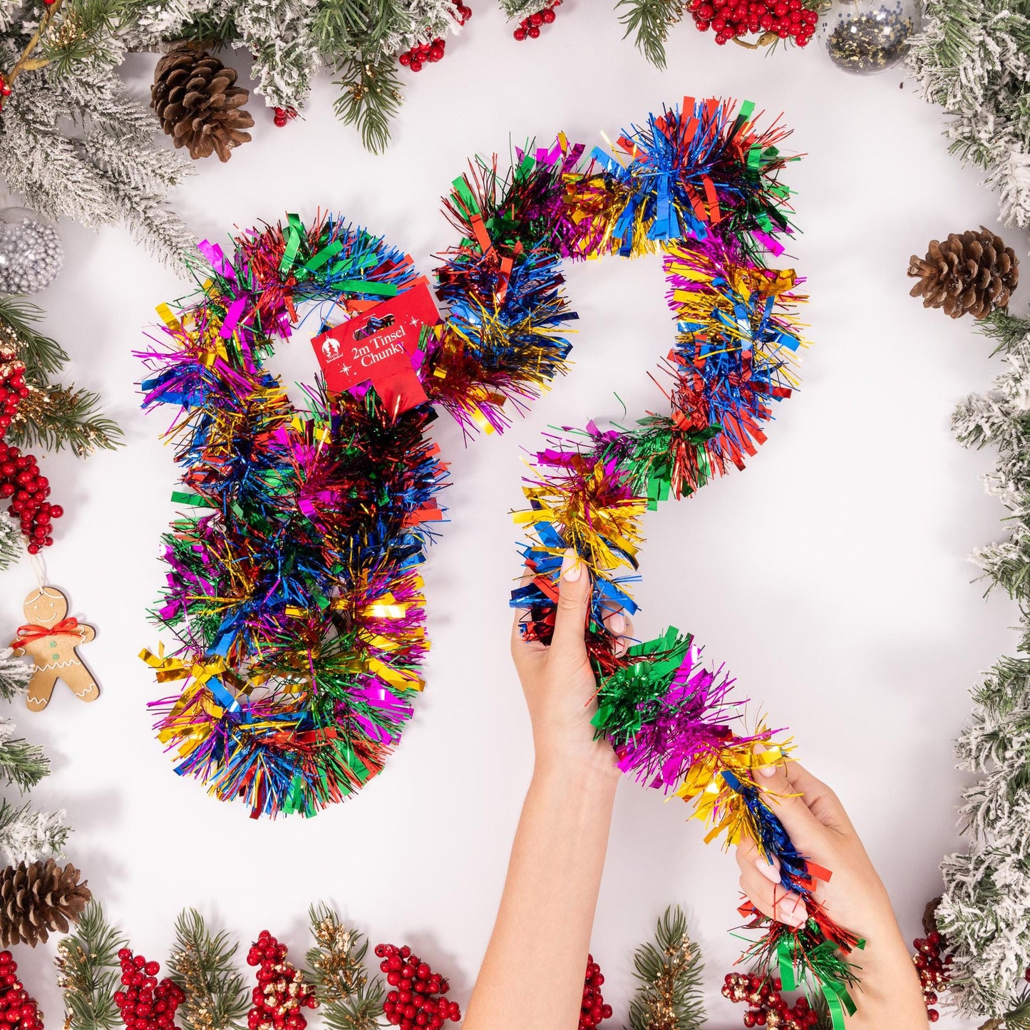 6 X 2M Chunky Tinsel Christmas Tree party Home Xmas Decoration Garland 12 Metre rainbow Etsy