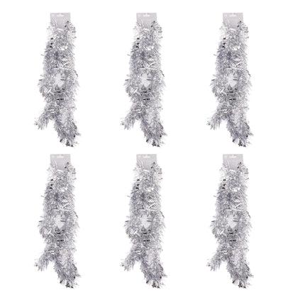 Chunky Christmas Tinsel Garland – Silver – 6 x 2m (12m) – image 4